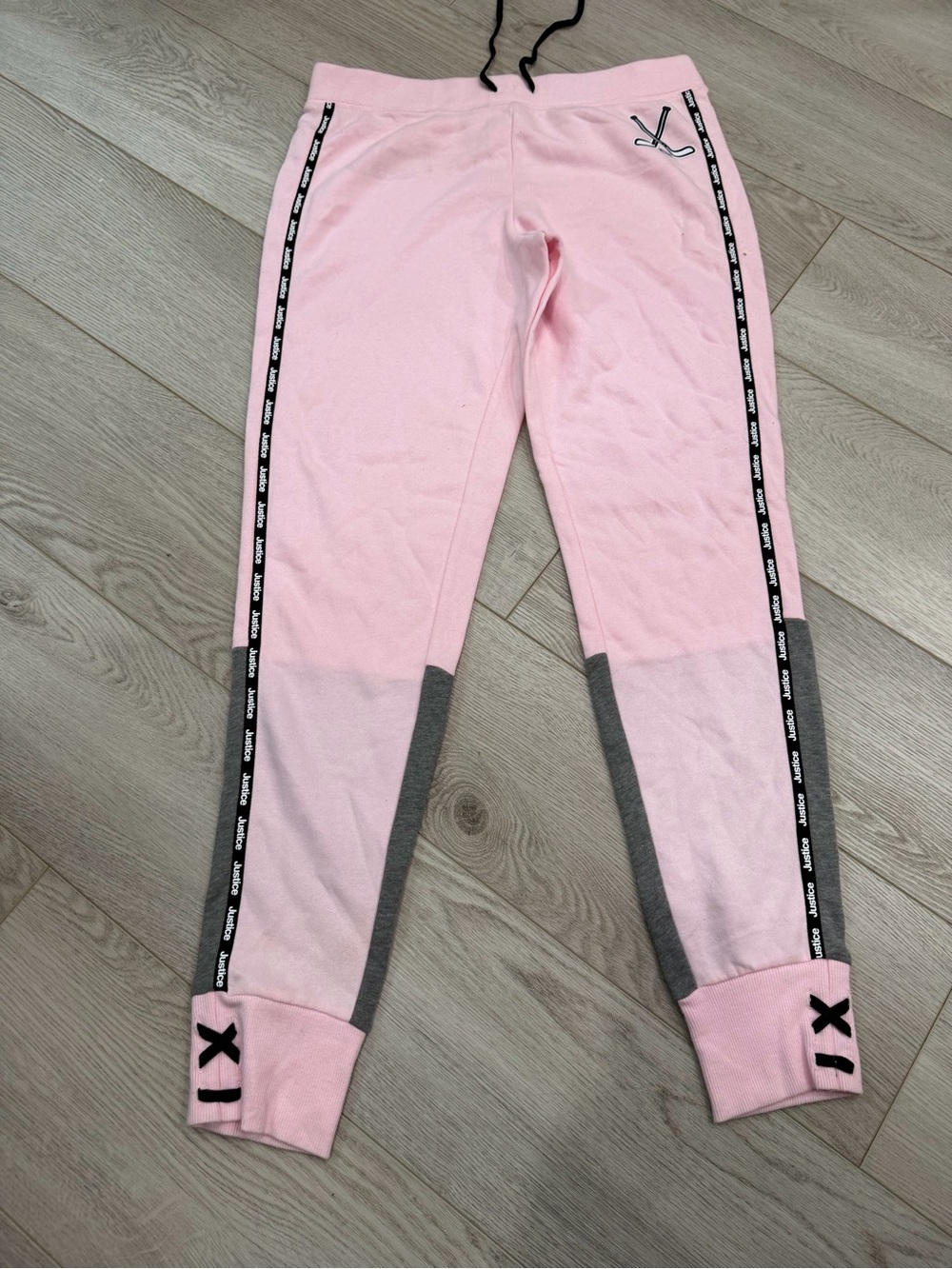 Justice Pink and Gray Colorblock Joggers with Side Tape